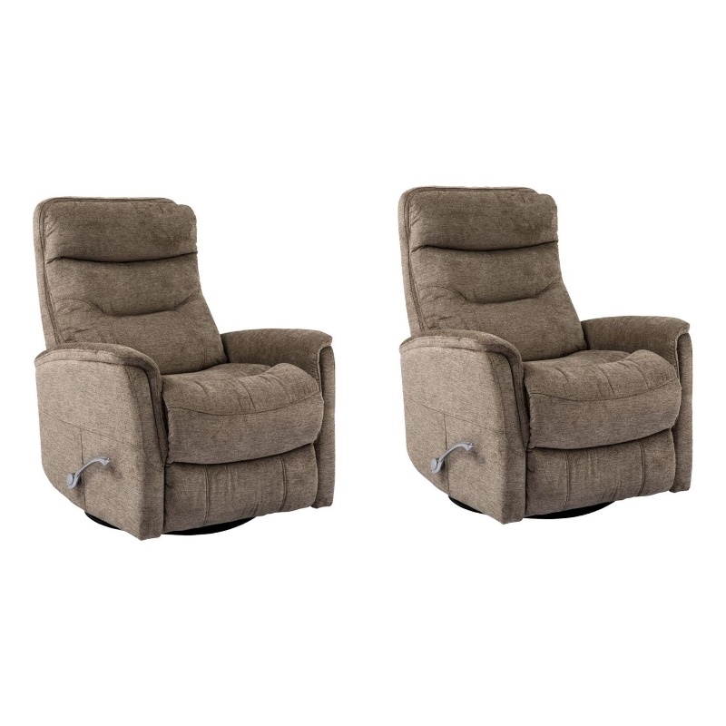 Pemberly Row Traditional Fabric Gray Swivel Glider Recliner (Two Pack)