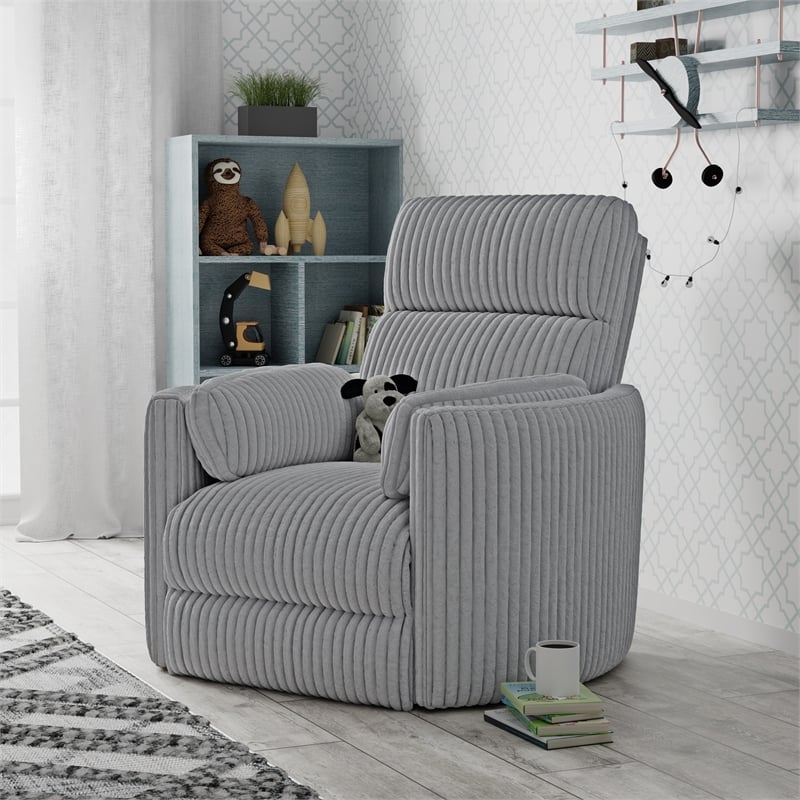 Pemberly Row Modern Mega Grey Fabric Power Swivel Glider Recliner (Two Pack)