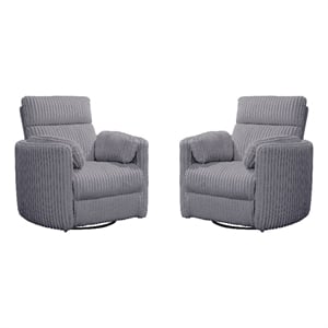 Pemberly Row Modern Mega Grey Fabric Power Swivel Glider Recliner (Two Pack)