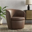 Pemberly Row Vintage Brown Italian Leather Swivel Club Chair (Two Pack)