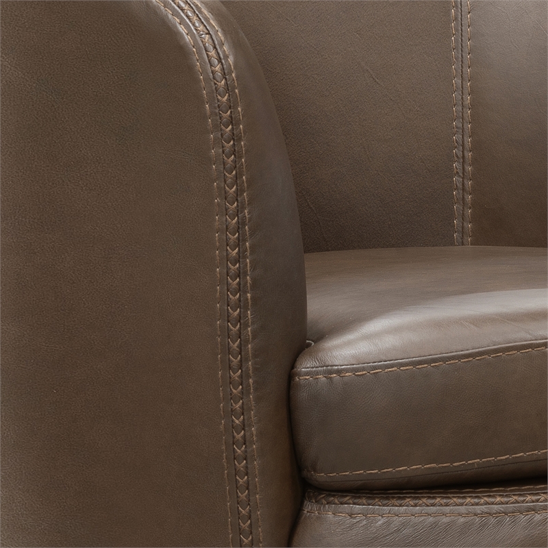 Pemberly Row Vintage Brown Italian Leather Swivel Club Chair (Two Pack)