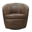 Pemberly Row Vintage Brown Italian Leather Swivel Club Chair (Two Pack)