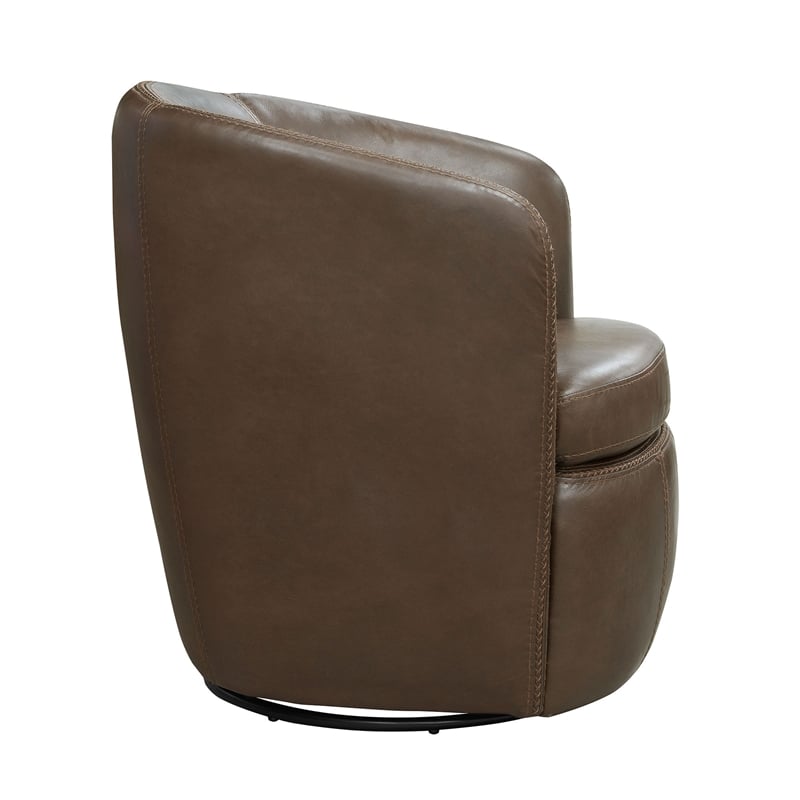 Pemberly Row Vintage Brown Italian Leather Swivel Club Chair (Two Pack)