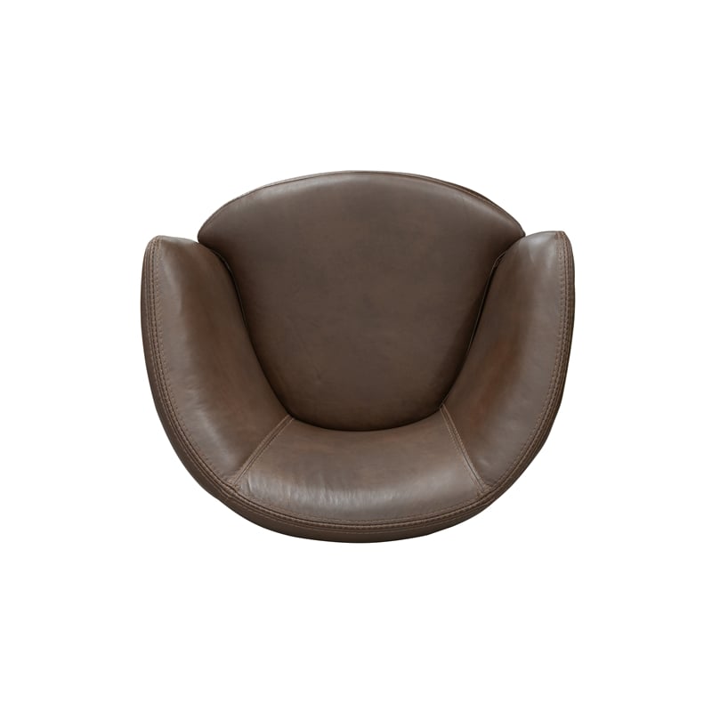 Pemberly Row Vintage Brown Italian Leather Swivel Club Chair (Two Pack)