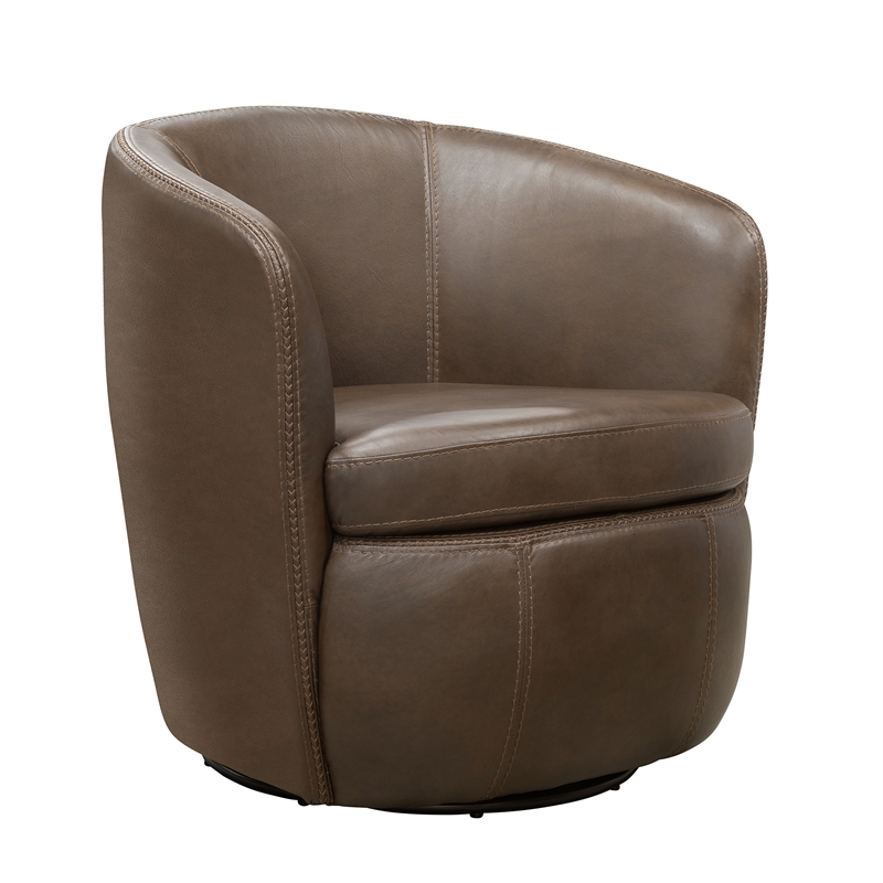 Pemberly Row Vintage Brown Italian Leather Swivel Club Chair (Two Pack)