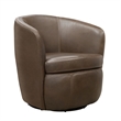 Pemberly Row Vintage Brown Italian Leather Swivel Club Chair (Two Pack)