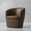 Pemberly Row Vintage Brown Italian Leather Swivel Club Chair (Two Pack)