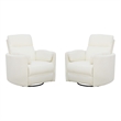 Pemberly Row Modern White Fabric Power Swivel Glider Recliner (Two Pack)