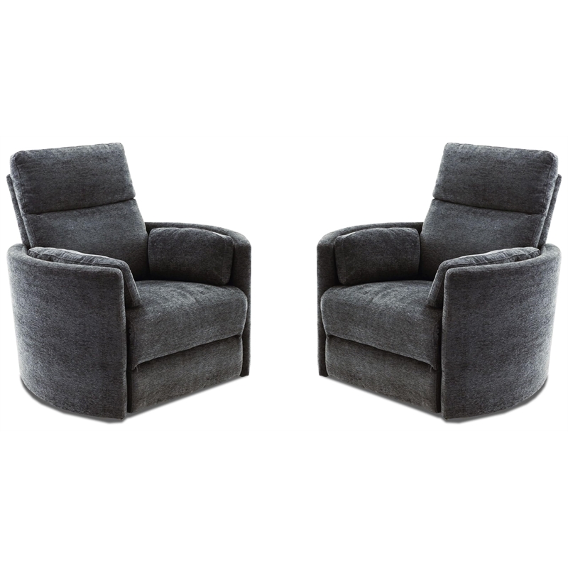 Pemberly Row Modern Charcoal Fabric Power Swivel Glider Recliner (Two Pack)