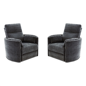 pemberly row set of 2 transitional fabric swivel recliner with two pillows