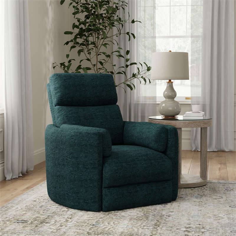 Pemberly Row Modern Blue Fabric Power Swivel Glider Recliner (Two Pack)