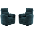 Pemberly Row Modern Blue Fabric Power Swivel Glider Recliner (Two Pack)