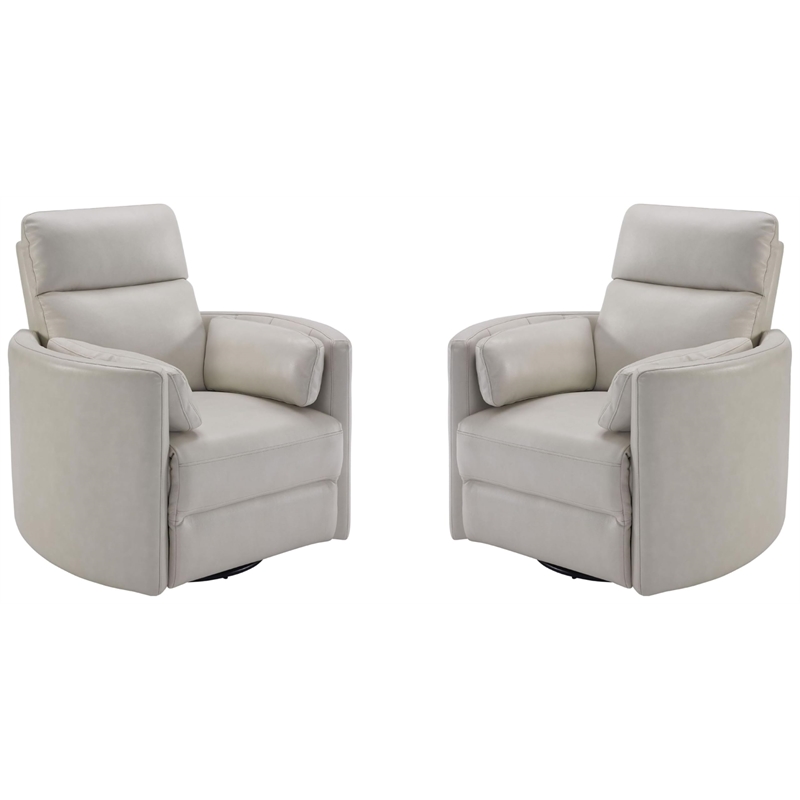 Pemberly Row Modern Brown Leather Power Swivel Glider Recliner (Two Pack)