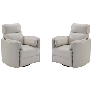 Pemberly Row Modern Brown Leather Power Swivel Glider Recliner (Two Pack)