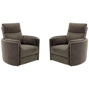 Pemberly Row Modern Brown Fabric Power Swivel Glider Recliner (Two Pack)