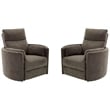 Pemberly Row Modern Brown Fabric Power Swivel Glider Recliner (Two Pack)