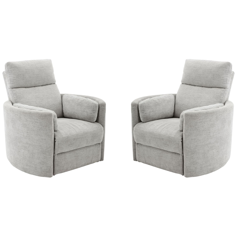 Pemberly Row Modern Gray Fabric Power Swivel Glider Recliner (Two Pack)