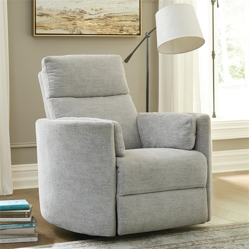 Pemberly Row Modern Gray Fabric Power Swivel Glider Recliner (Two Pack)