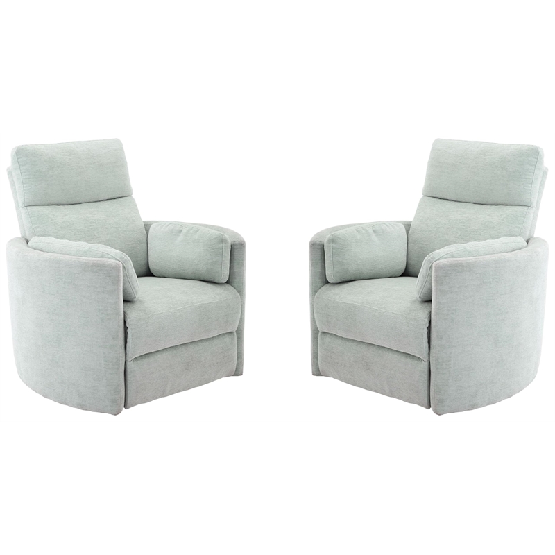 Pemberly Row Modern Turquoise Fabric Power Swivel Glider Recliner (Two Pack)