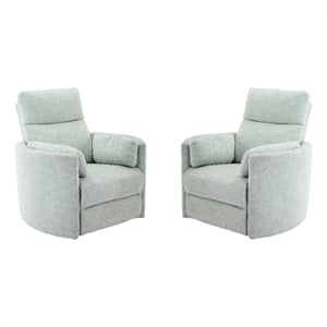 pemberly row set of 2 transitional fabric swivel recliner with two pillows