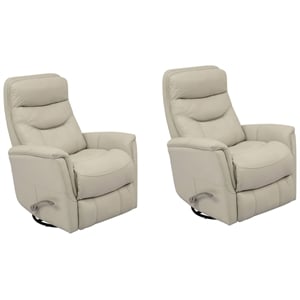 Pemberly Row Traditional Cream Leather Swivel Glider Recliner (Two Pack)