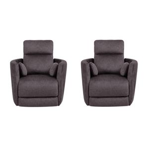pemberly row set of 2 transitional fabric swivel recliner with two pillows