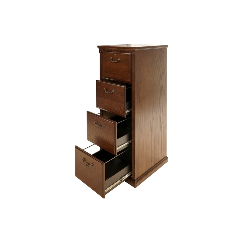 Pemberly Row Traditional 4-Drawers Wood Filing Cabinet Office Storage in Brown