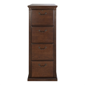 Pemberly Row Traditional 4-Drawers Wood Filing Cabinet Office Storage in Brown