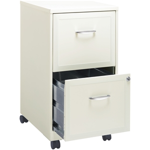 Pemberly Row 18&quot 2-Drawers Mobile Metal Vertical Filing Cabinet in Pearl White