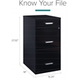 Pemberly Row 3-Drawers Metal Filing Cabinet with Pencil Drawer in Black