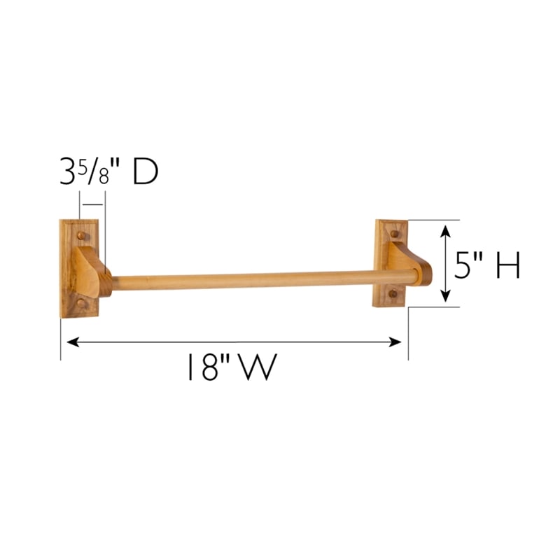 Pemberly Row Modern 18-inch Wood Towel Bar in Warm Honey Oak
