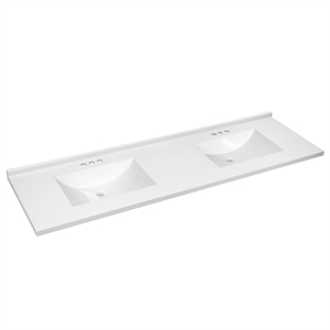 Pemberly Row Modern Cultured Marble 73-inch Vanity Top in White