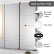 Pemberly Row White Medicine Cabinet Glass Mirror with 3 Frameless Mirrored Doors