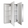 Pemberly Row White Medicine Cabinet Glass Mirror with 3 Frameless Mirrored Doors
