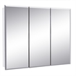 Pemberly Row White Medicine Cabinet Glass Mirror with 3 Frameless Mirrored Doors