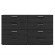 Pemberly Row Set of 2 Wood Nightstand and Double Dresser in Black Woodgrain