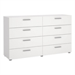 Pemberly Row Set of 3 Wood Double Dresser and Chest and Nightstand in White