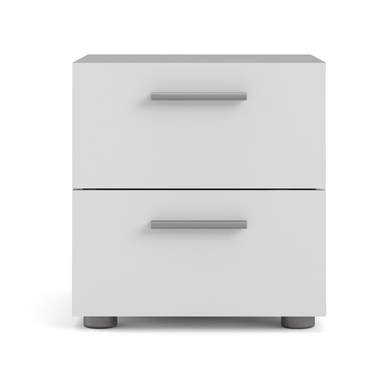 Pemberly Row Set of 3 Wood Double Dresser and Chest and Nightstand in White