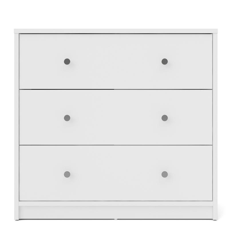 Pemberly Row Set of 3 Wood Double Dresser and Chest and Nightstand in White