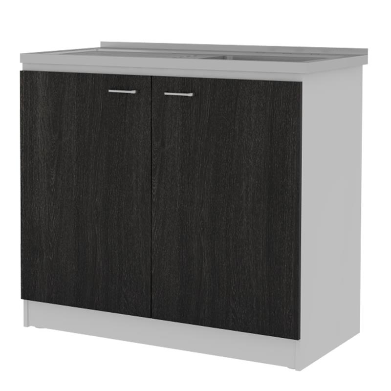 Pemberly Row Engineered Wood Cabinet with Utility Sink in Espresso