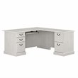 Pemberly Row L Shaped Computer Desk with Drawers in Linen White