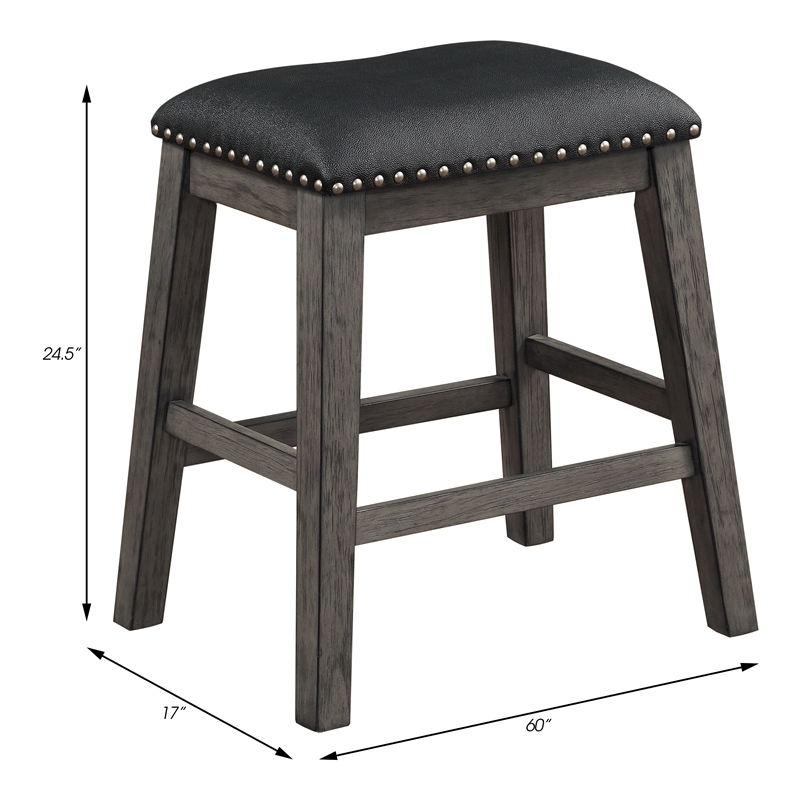 Pemberly Row 5-Piece 3-Shelf Wood Counter Height Dining Set in Gray/Black