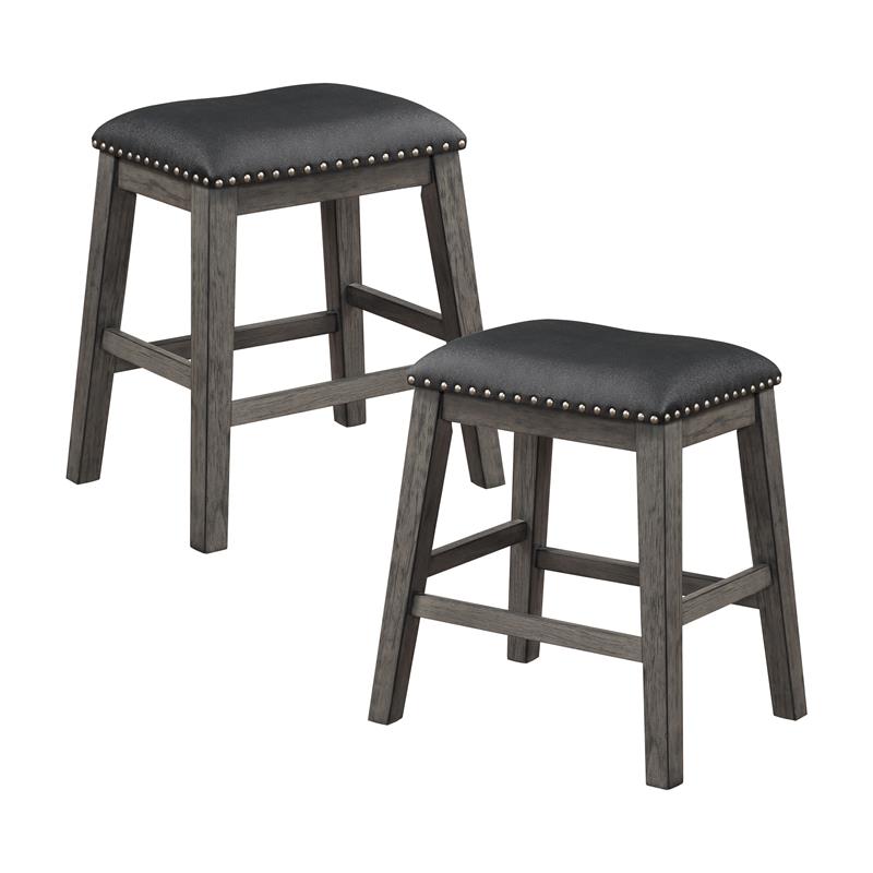 Pemberly Row 5-Piece 3-Shelf Wood Counter Height Dining Set in Gray/Black