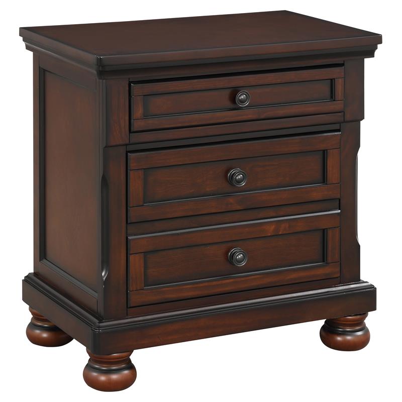 Pemberly Row 3-Drawers Traditional Wood Nightstands in Brown Cherry (Set of 2)