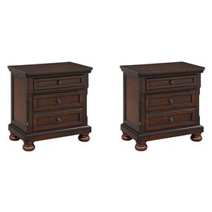 Pemberly Row 3-Drawers Traditional Wood Nightstands in Brown Cherry (Set of 2)