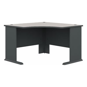 Pemberly Row 48&quotW Corner Desk in Slate and White Spectrum - Engineered Wood
