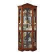 Pemberly Row Hardwood Corner Curio Cabinet in Brown Cherry Finish Furniture