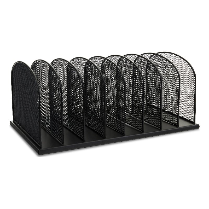 Pemberly Row Onyx Metal Mesh Desk Organizer with 8 Upright Sections in Black