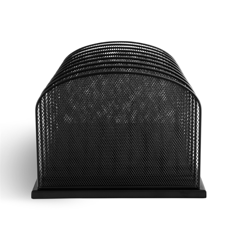Pemberly Row Onyx Metal Mesh Desk Organizer with 8 Upright Sections in Black