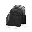 Pemberly Row Onyx Black Mesh Desk Organizer with 8 Slanted Sections